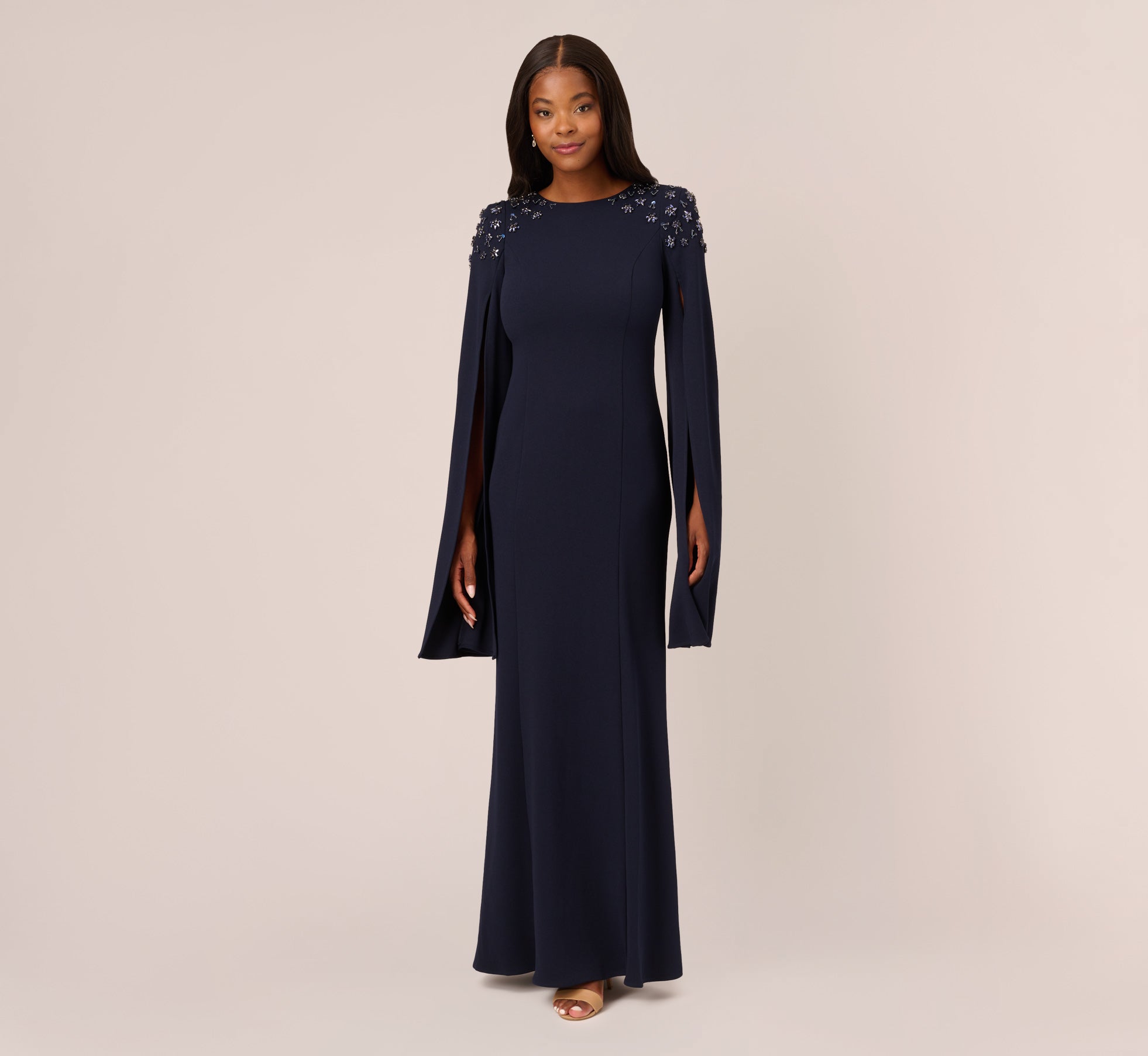 Navy Blue One Shoulder Midnight Blue Evening Gown With Long Sleeves, A Line  Split, Satin Lace, And Beading Perfect For Formal Prom And Soiree In 2021  From Verycute, $45.23 | DHgate.Com